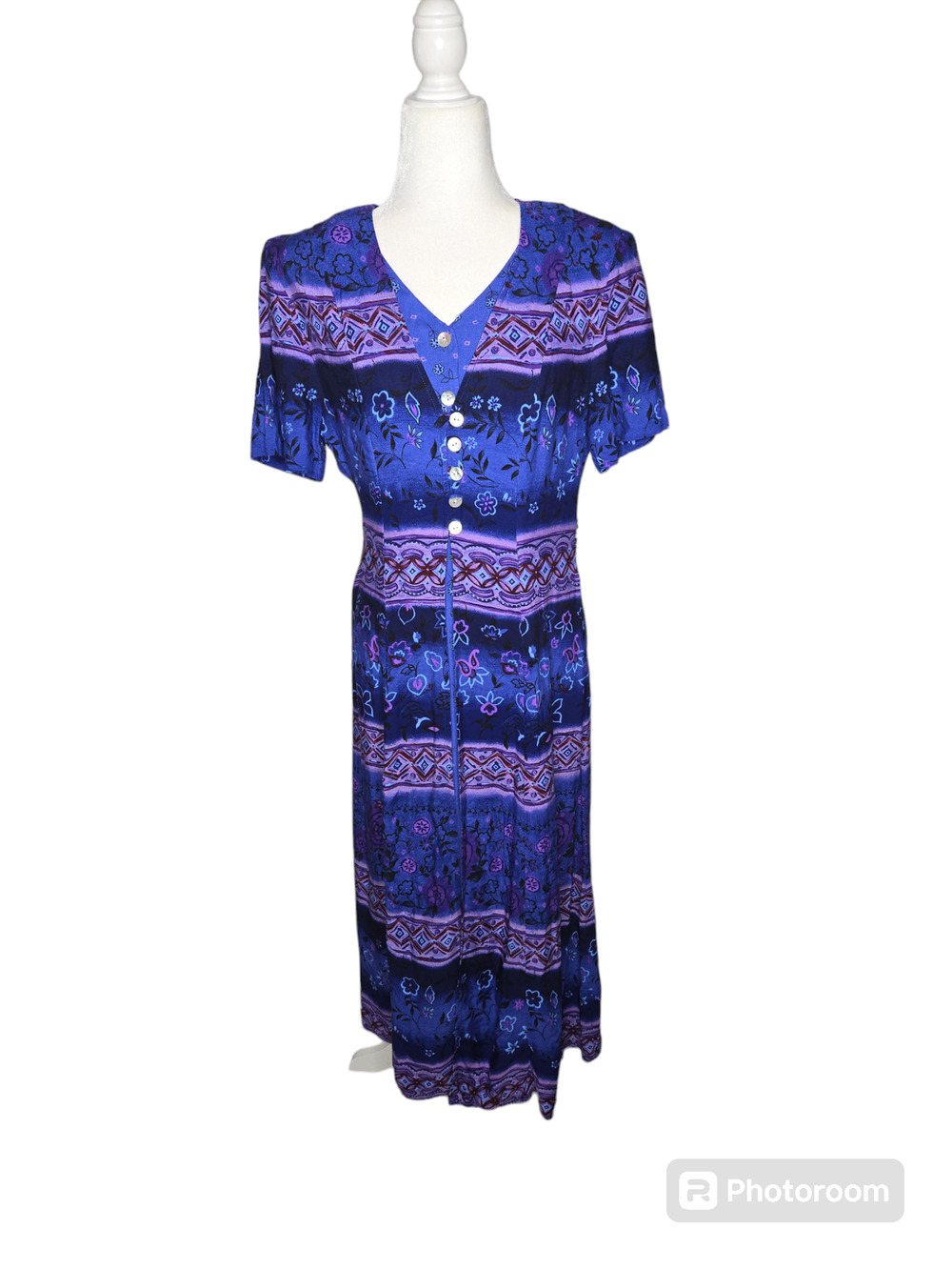 Betsy things Purple Maxi Dress button down Size 10
